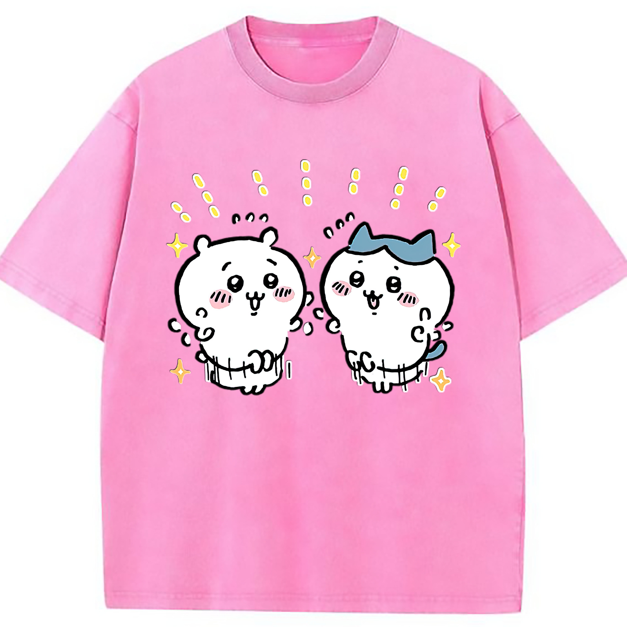 （画像用） ちいかわ ハチワレ Chii-kawa hachiware 綿100% ヴィンテージ風 半袖Tシャツ（フロントプリント）